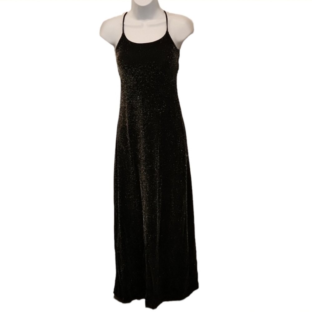 𝅺ESPRESSA Halter Tie Back Sparkle Evening Gown Dress